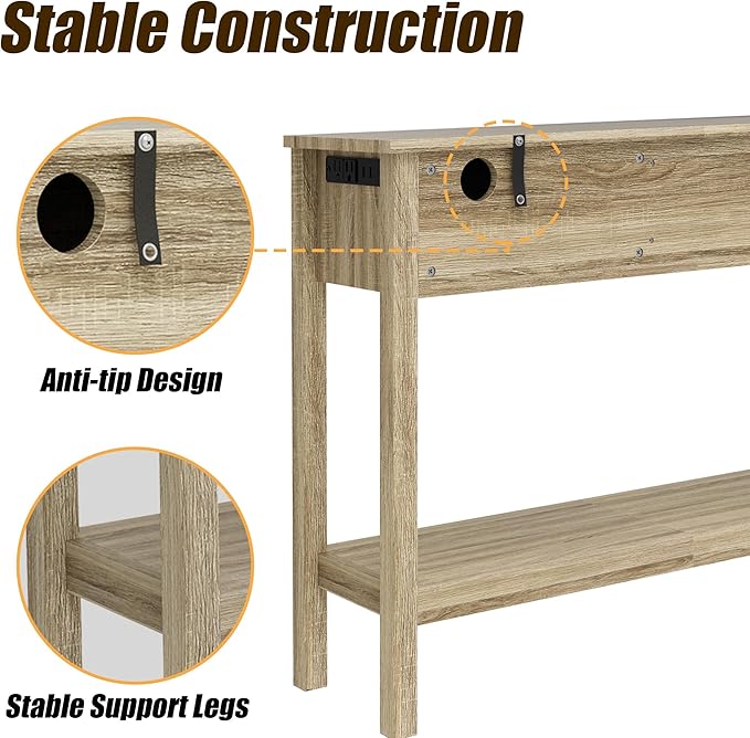 Entryway Table, Rattan Console Table - Image 6