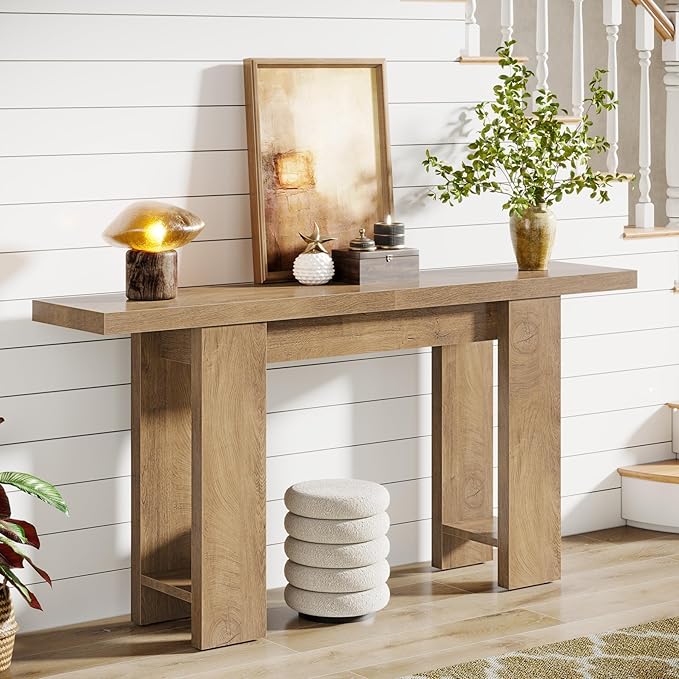 63-Inch Farmhouse Console Table, Narrow Long Sofa Table Behind Couch, Wooden - Image 3