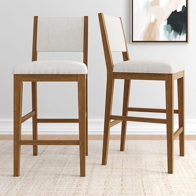 Plank+Beam Sereno Bar Stool, Sturdy Wood Modern Kitchen Bar Height Stool by PlankBeam