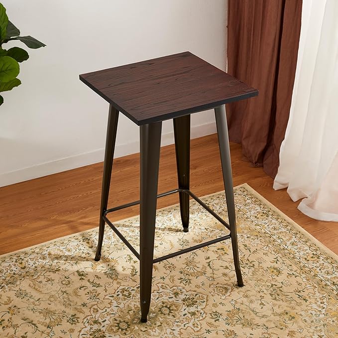 Glitzhome 41.25" H Modern Style Square High Heavy-Duty Metal Bar Table by Glitzhome