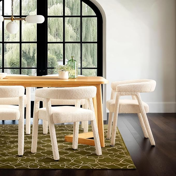 Walker Edison Ezra Modern Solid Wood Rounded Back Dining Chair - Image 7