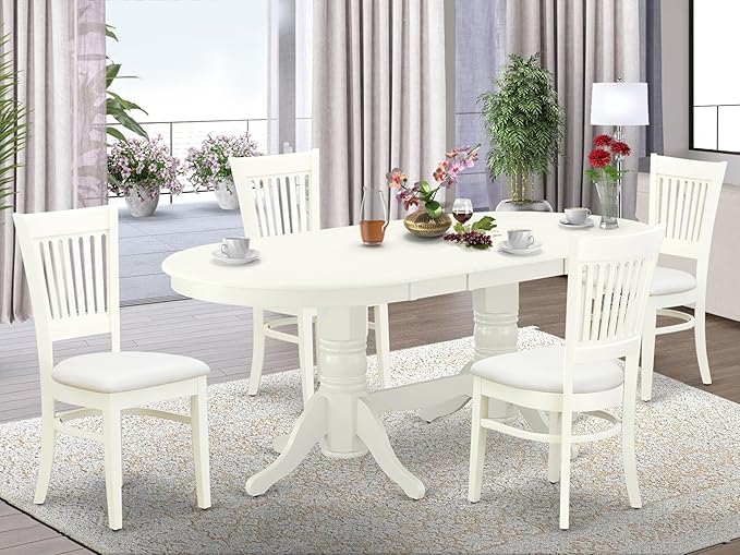 East West Furniture VAVA5-LWH-C 5 Piece Dinette Set - Image 2