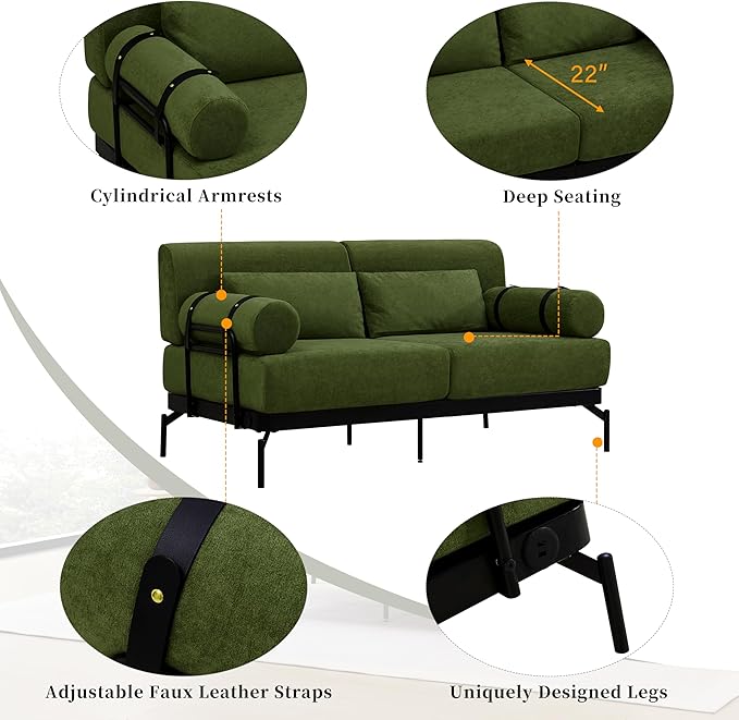 Modern Loveseat Sofa 59" Sofa Couch 2-Seater Sofa - Image 3
