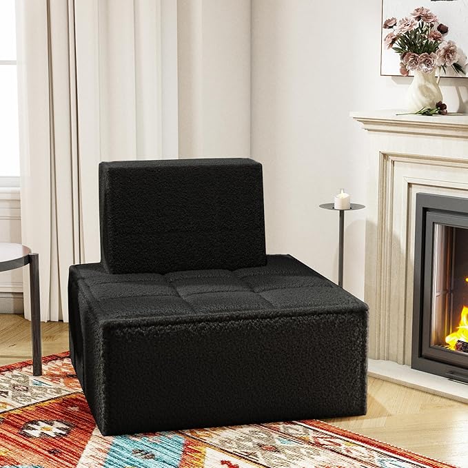 Modular Sherpa Sofa Chair, Cozy Floor Lounge Seating, No Armrests, Small Sofa by Swbvs