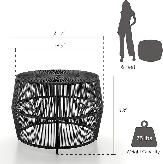 Muse & Lounge Co. Ysar Boho Rattan Round Coffee Table Outdoor - Image 3