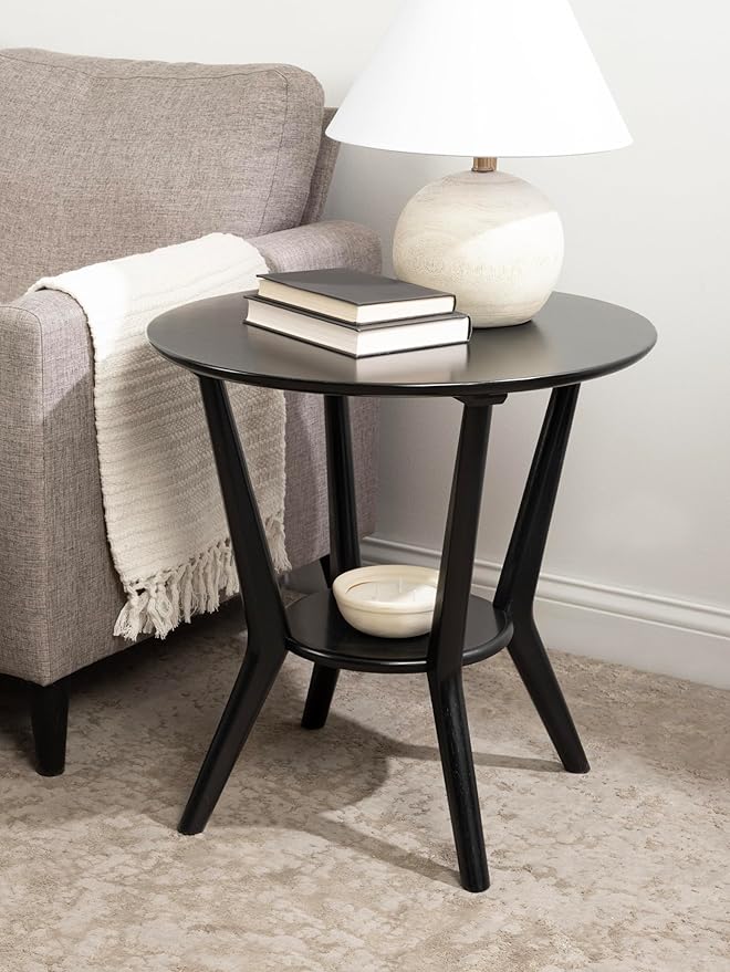 Kate and Laurel Nylah Round Wooden Side Table; 24 x 24 x 24; Black; Modern - Image 2