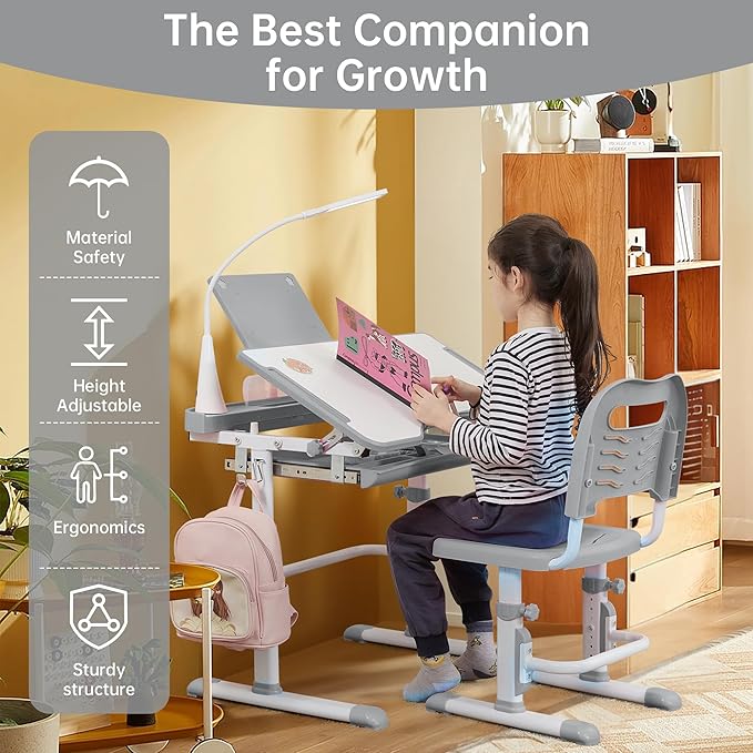 Real Relax Kids Desk and Chair Set, Children's Multifunctional School Tables - Image 2