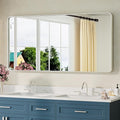 TETOTE Brushed Nickel Bathroom Mirror 48 x 24 Inch Brushed Nickel Metal Framed by TETOTE