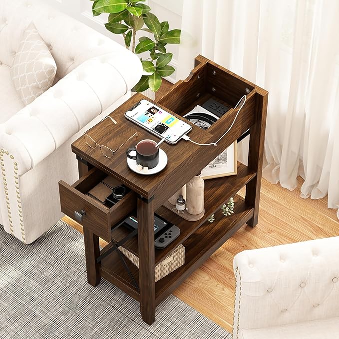 Narrow End Table with Charging Station - Image 6