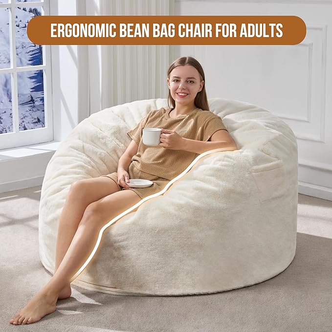 Hobestluk 4FT Bean Bag Chairs for Adults Large Beanbag Chair - Image 3