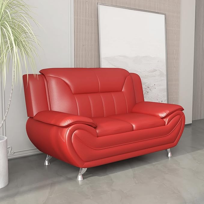 Container Furniture Direct Michael Modern Faux Leather Upholstered Stainless - Image 15