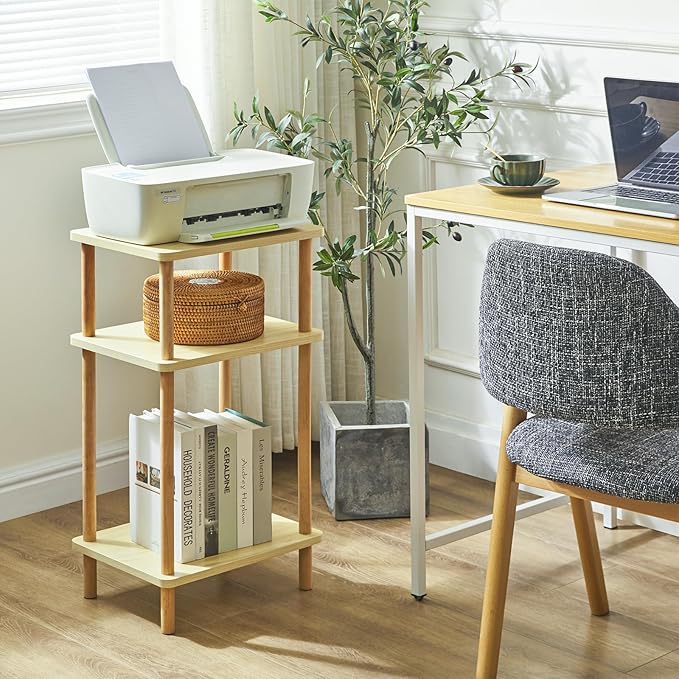 IBUYKE 3-Tier Side Table, Solid Wood Tall End Table - Image 5