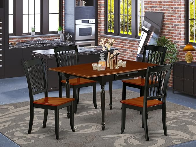 East West Furniture MZDA5-BCH-W 5 Piece Dining Room Furniture Set Includes a - Image 2