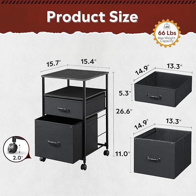 DEVAISE Mobile File Cabinet, Rolling Printer Stand - Image 3