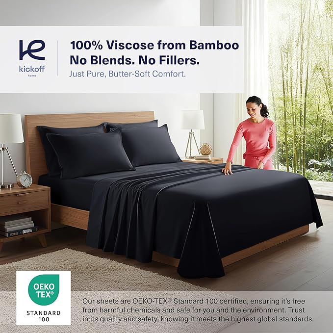 Kickoff Viscose Bamboo Sheets Full Size 4-pc 100% Organic Bamboo Viscose Bed - Image 2