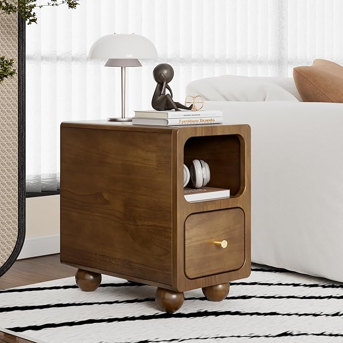Solid Wood Nightstand, Narrow Night Stand - Image 6