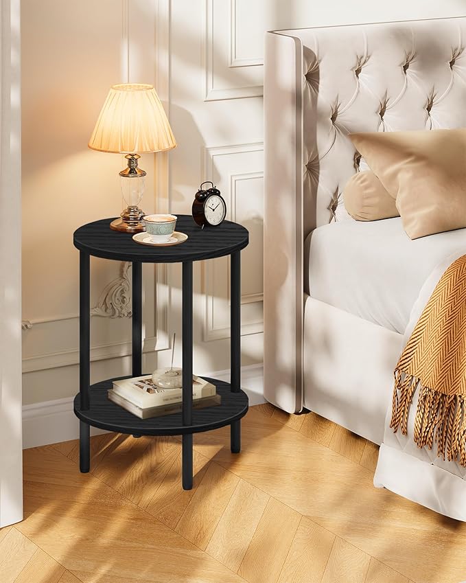 Round Side Table, 2-Tier End Table, Small Side Table - Image 2