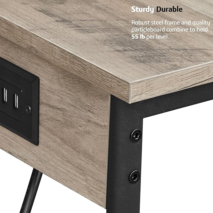 TUTOTAK End Table with Charging Station, Side Table with 2 USB Ports and 2 - Image 9