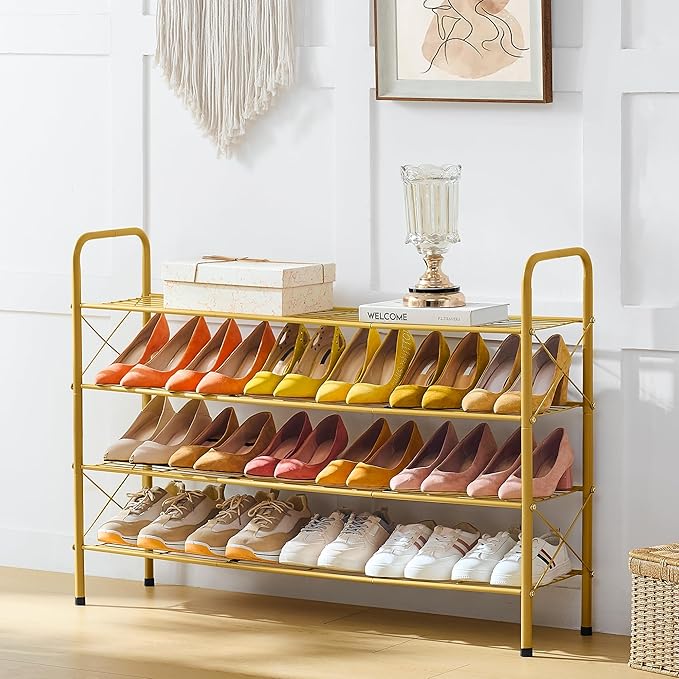 Hoctieon 4 Tier Mesh Style Shoe Rack, Entryway Shoe Shelf, Shoe Storage - Image 2