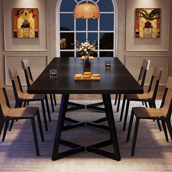 Tribesigns Square Dining Table for 10, 31.5" Industrial Dinner Table - Image 6