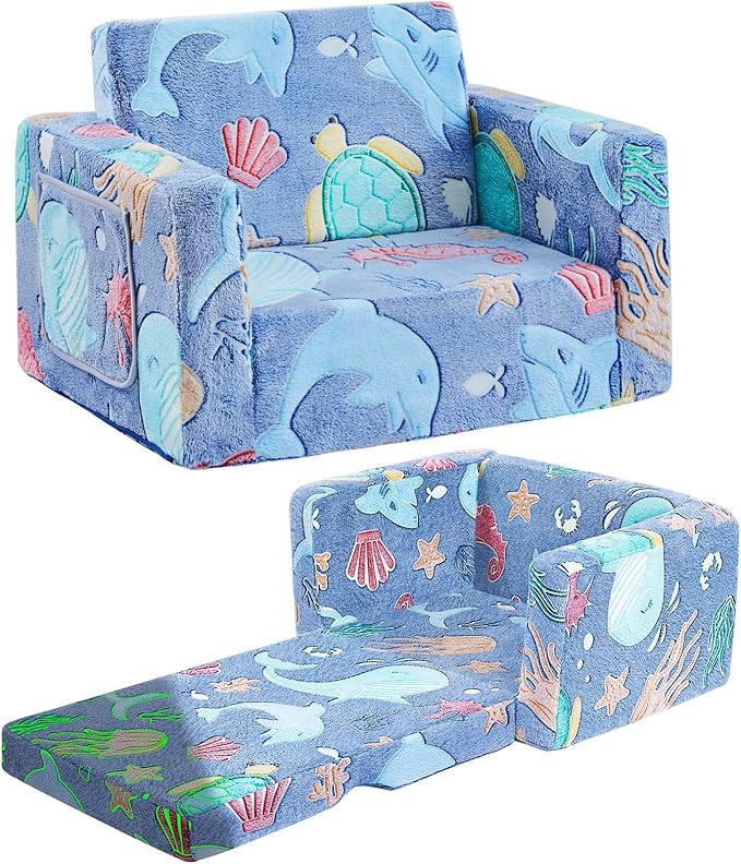 Toddler Chair Comfy, 2-in-1 Soft Toddler Couch Fold Out by inhand