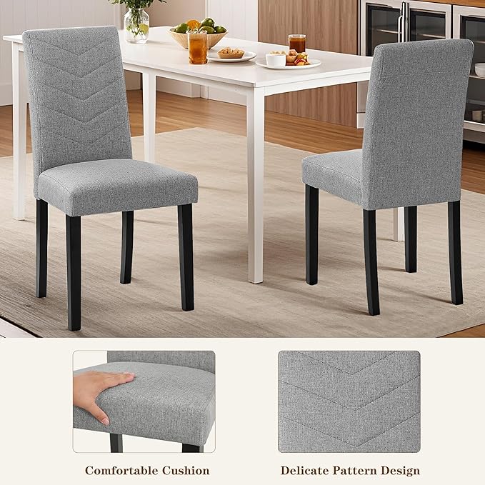 VECELO Upholstered Dining Chairs Set of 6, Fabric Wood Legs High Back - Image 6