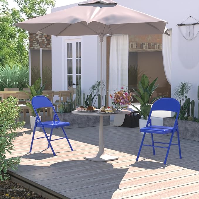 VECELO Metal Folding Chairs 4 Pack, Double Hinged Steel Frame Easy - Image 5
