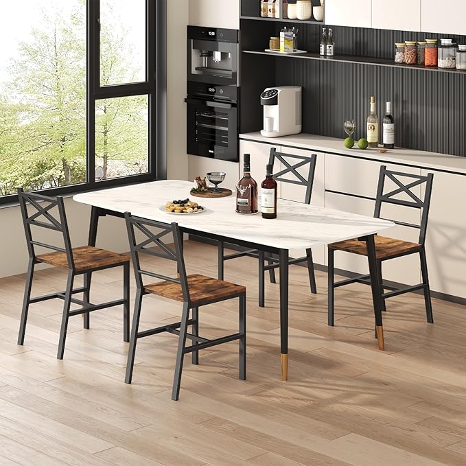 Dining Chair Set of 2, Rustic Wooden Kitchen Chairs - Image 2