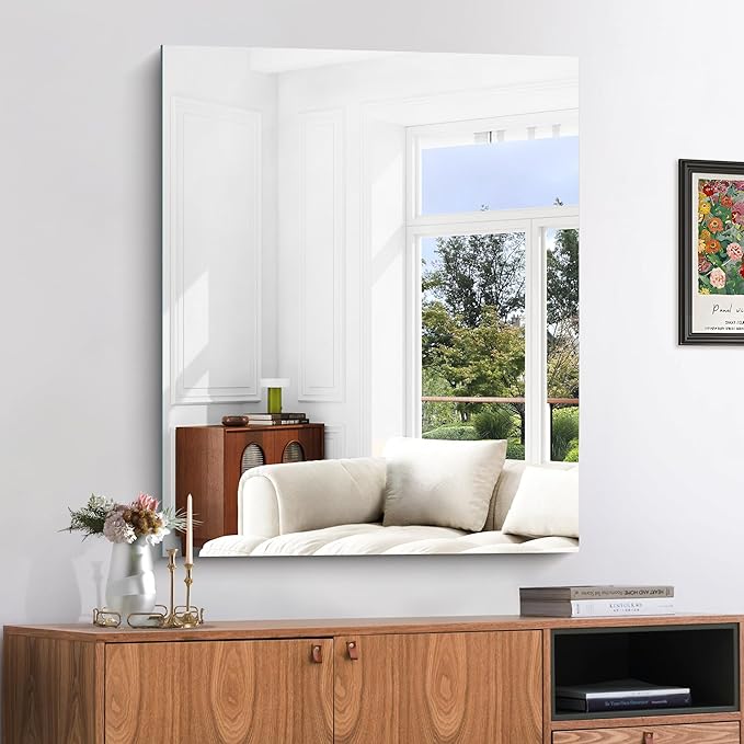 KOCUUY Frameless Bathroom Mirror, Unframed Mirrors - Image 2