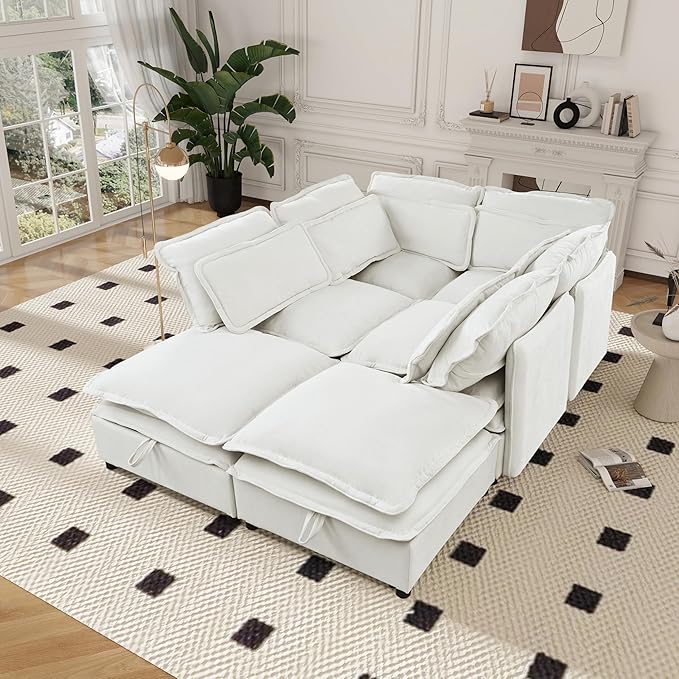 Ball & Cast 124.4" Modular Sectional Sofa, Oversized U-Shaped Couch - Image 3