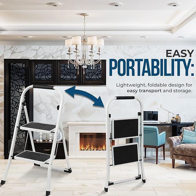 SIMPLI-MAGIC 2-Step Ladder, 350 LBS Capacity Folding Step Stool – Anti-Slip - Image 3