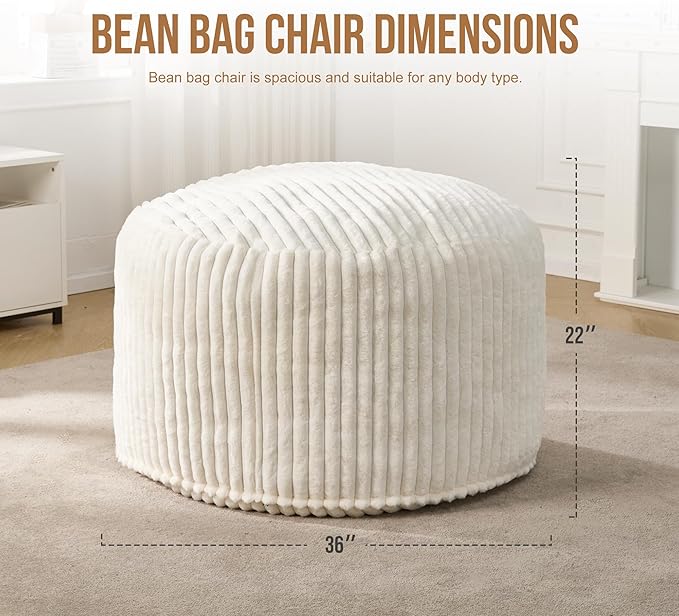 Hobestluk 3ft Bean Bag Chairs for Adults Large Beanbag Chair - Image 2