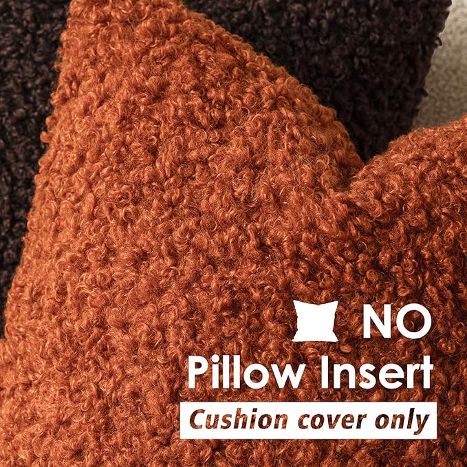 Foindtower Set of 2 Curly Teddy Wool Pillow Covers Decorative Boucle Textured - Image 3
