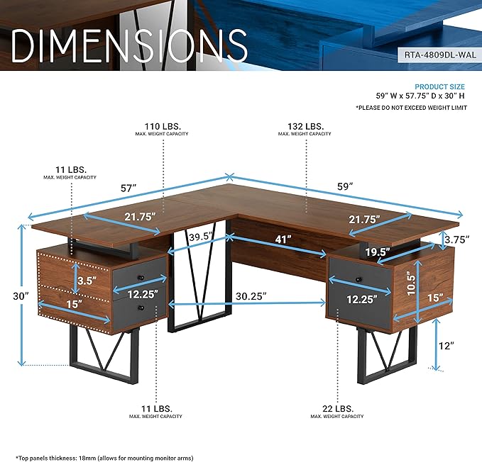 Techni Mobili Reversible L Shaped Desk - Image 4