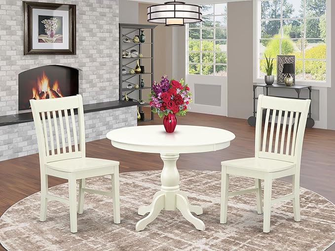 East West Furniture HBNF3-LWH-W 3 Piece Dining Room Furniture Set Contains a - Image 2