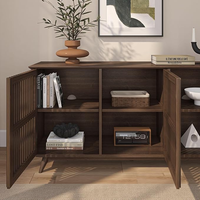 Plank+Beam Mid-Century Modern Wood TV Stand, Three Door Solid Wood - Image 6