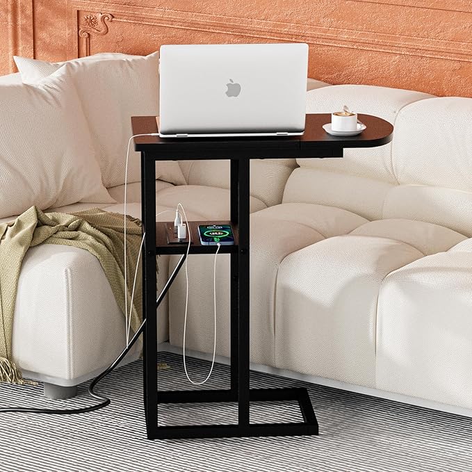 C Table End Table with Charging Station, Couch C Shaped Side Table - Image 7