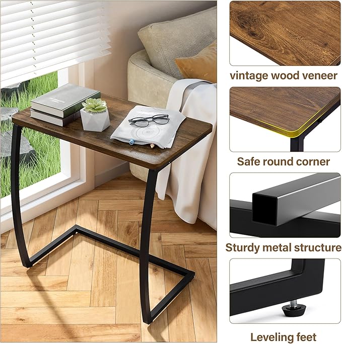 SRIWATANA Side Table, End Table, Vintage C-Shaped Couch Table - Image 6