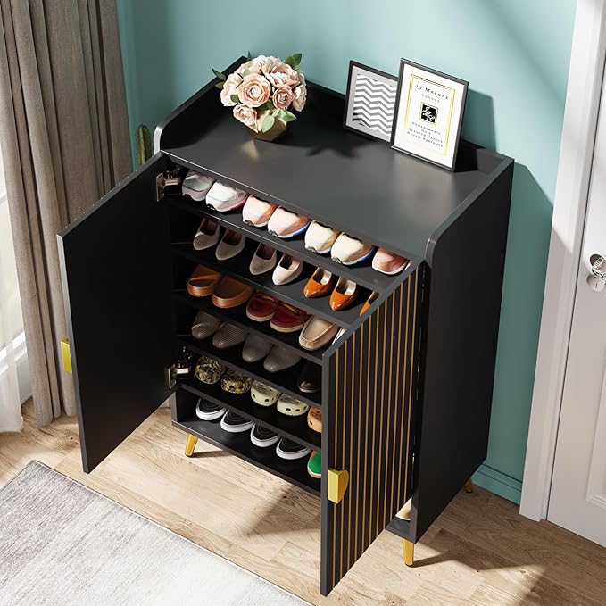 Tribesigns Shoe Cabinet with Doors, 7-Tier Shoe Storage Cabinet with Adjustable - Image 4