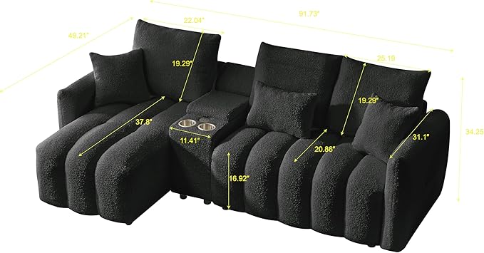 92-Inch Teddy Boucle Tufted Sofa Couch - Image 2