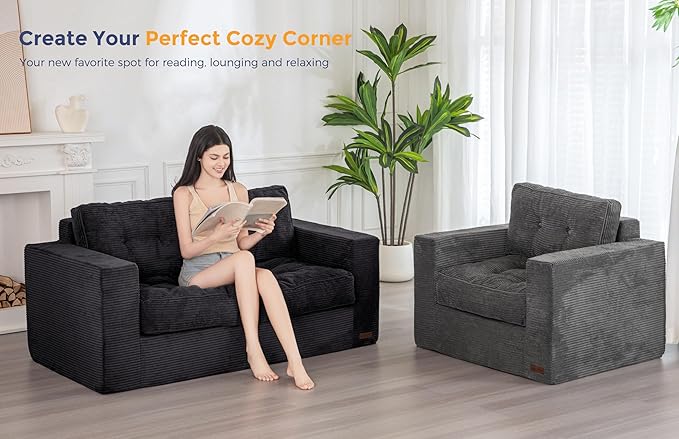 MAXYOYO Bean Bag Chair for Adults, Upholstered Floor Sofa - Image 7