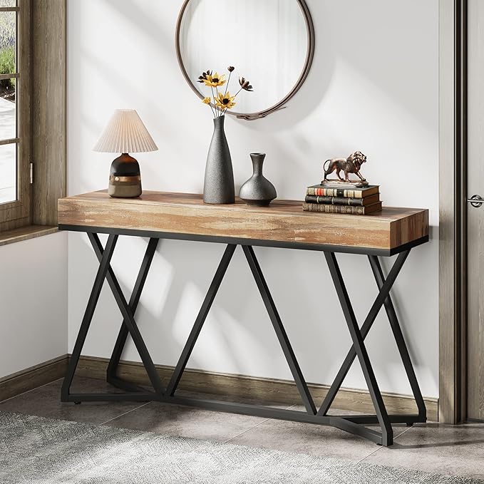Tribesigns 55 Inches Console Table, Farmhouse Sofa Table Wood Entryway Table - Image 4