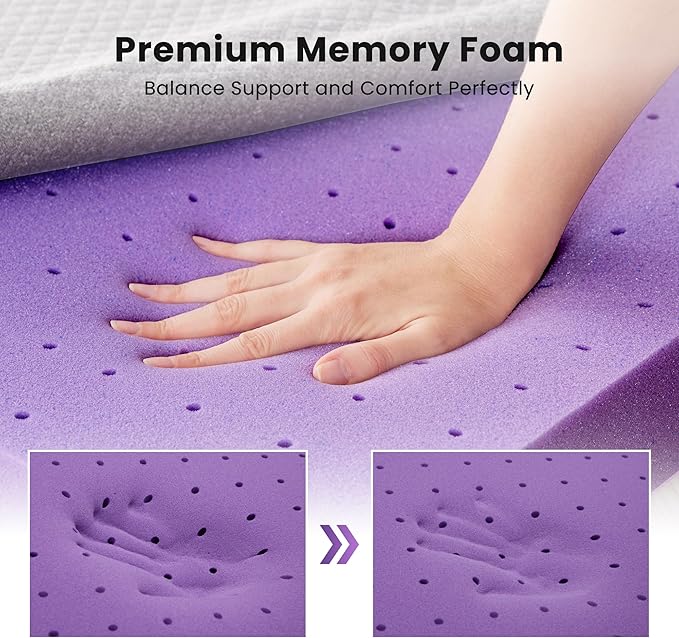 SINWEEK 3 Inch Gel Memory Foam Mattress Topper Full Size, Pad - Image 5