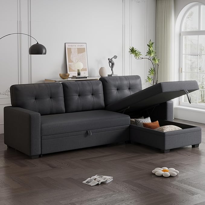 Ball & Cast Convertible Sectional Sleeper Sofa Bed L Shaped 4 in 1 Pull Out - Image 7