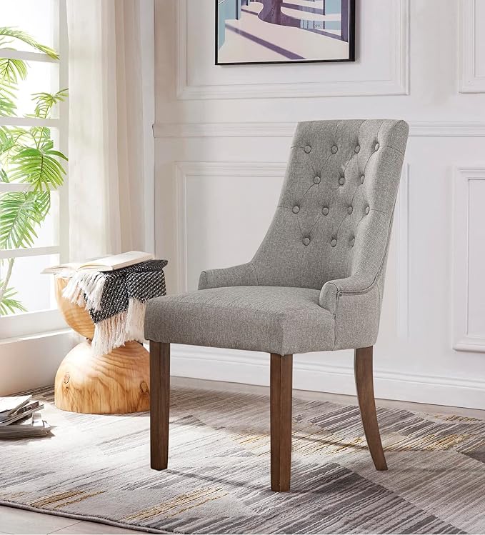 COLAMY Wingback Upholstered Dining Chairs Set of 4, Fabric Side Dining Room - Image 8