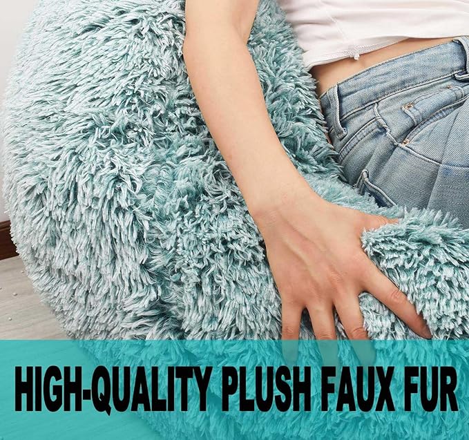 Fluffy Bean Bag Chair, 3FT Round Memory Foam Filled Bean Bag - Image 5