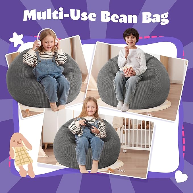 HABUTWAY 2 FT Bean Bag Chair, Giant Bean Bag Chairs, Big Bean Bags - Image 4