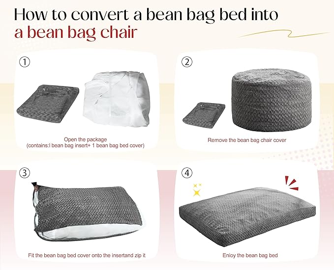 Hobestluk Bean Bag Chair Convertible Beanbag Chairs - Image 7