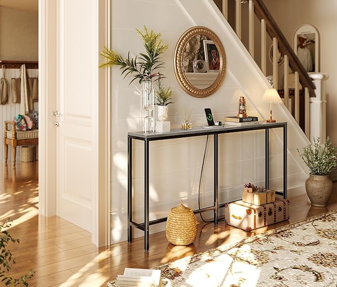 SUPERJARE Console Table with Outlet, 63 Inch Sofa Table with Charging Station - Image 6