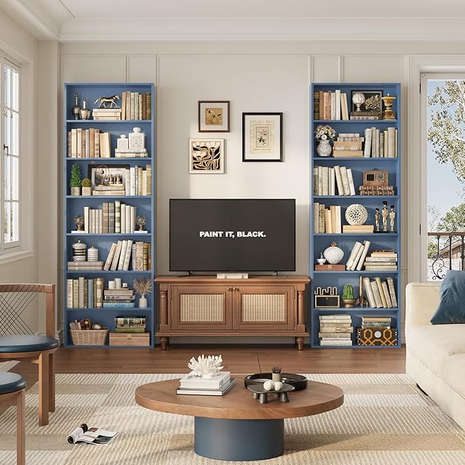 82" Tall Bookshelf, 7-Tier Open Shelves Bookcase, Freestanding Display Storage - Image 4